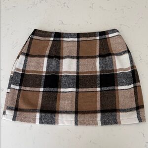 Plaid Mini Skirt in Brown and Black NWT